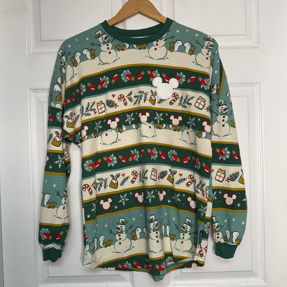 Disney Parks Christmas Winter Spirit Jersey Size XS Happy holidays